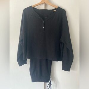 Victoria's Secret Black waffle knit jogger pajama set